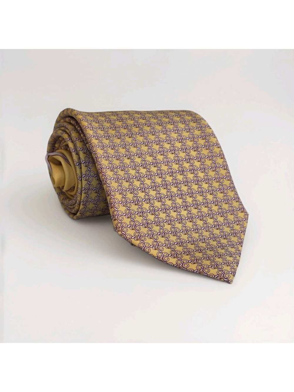 Marja Kurki Finland Silk Tie VTG Four Foil Floral Geometric Loop Edgy W 3.5 L 59